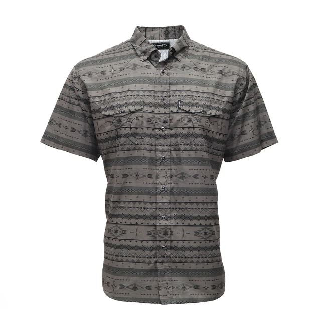 Hooey Charcoal/Aztec Men's Sol Collared Short Sleeve Pearl HT1861CHCD