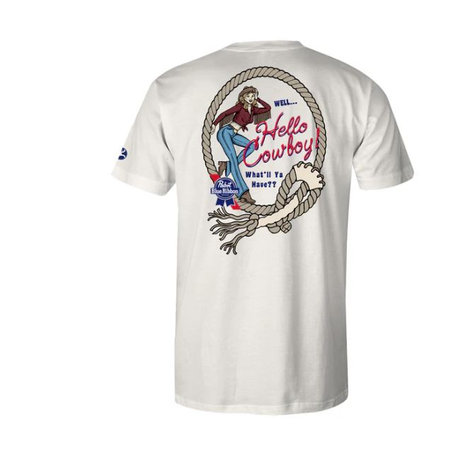 Hooey Cream 'Pabst Blue Ribbon' with 'Hello Cowboy' Short Sleeve T-Shirt HT1703CR