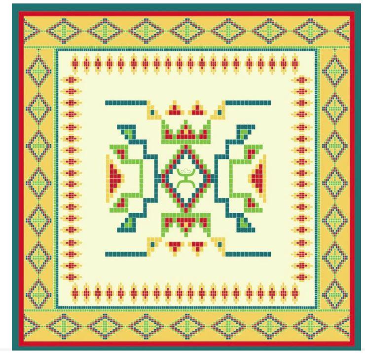 Hooey Cream/Yellow/Red/Blue 'Beaded Star' Satin Wild Rag 22-BEADED-1