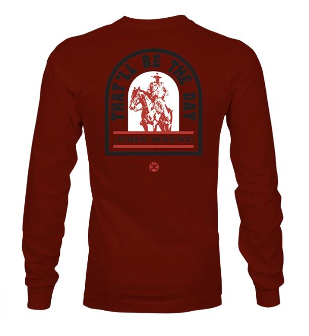 Hooey Crimson John Wayne Long Sleeve Tshirt HT1731CM