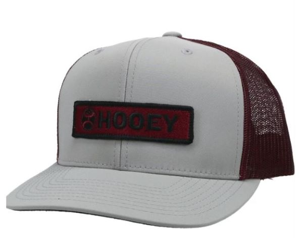 Hooey Grey And Maroon Lock Up Ball Cap With Patch 2113T-GYMA