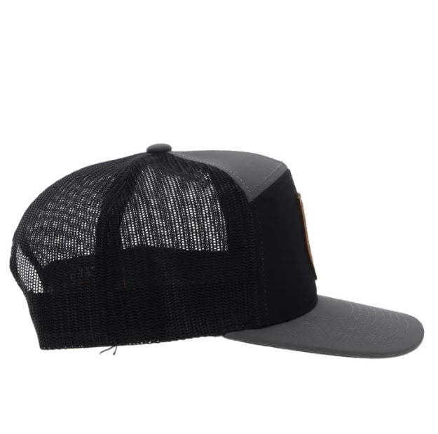 Hooey Grey/Black 'Riggin' Snapback Hat With Brown Patch 4042T-GYBK