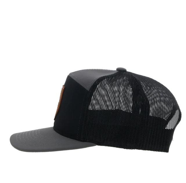 Hooey Grey/Black 'Riggin' Snapback Hat With Brown Patch 4042T-GYBK