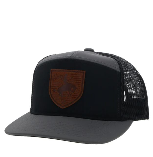 Hooey Grey/Black 'Riggin' Snapback Hat with Brown Patch 4042T-GYBK