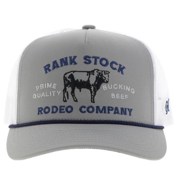 Hooey Grey/White 'Rank Stock' Snapback Hat With Blue And Black Stitching 2562T-GYWH
