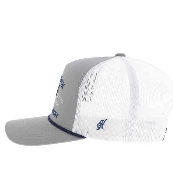 Hooey Grey/White 'Rank Stock' Snapback Hat With Blue And Black Stitching 2562T-GYWH