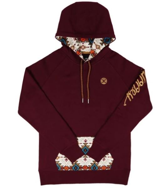 Hooey Heather Maroon Monterrey Pattern Pocket Hoody HH1168MA