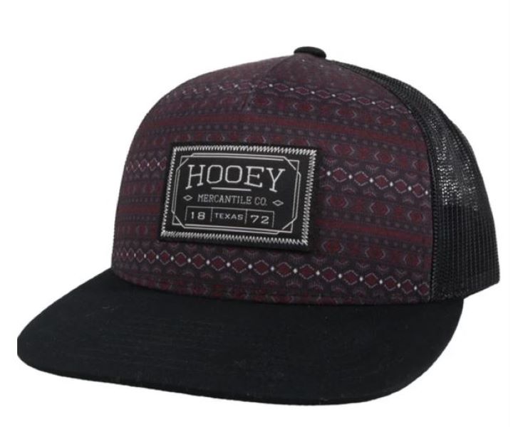 Hooey Maroon And White Doc Aztec Print Mens Cap With Patch 2102T-RDBK
