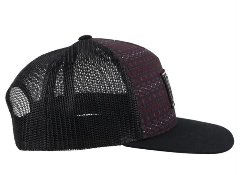 Hooey Maroon And White Doc Aztec Print Mens Cap With Patch 2102T-RDBK