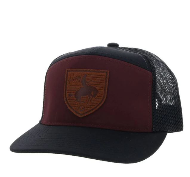 Hooey Maroon/Black 'Riggin' Snapback Hat with Brown Patch 4042T-MABK