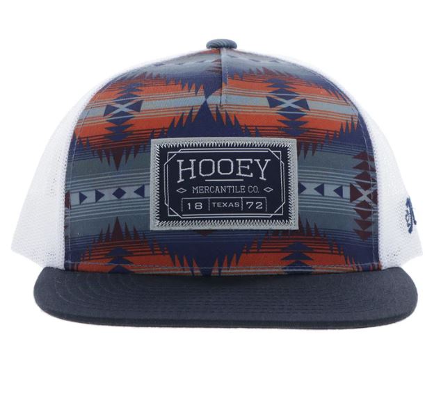 Hooey Navy/Grey/Orange Doc Hat With Rectangle Patch And Snapback 2502T-NVWH