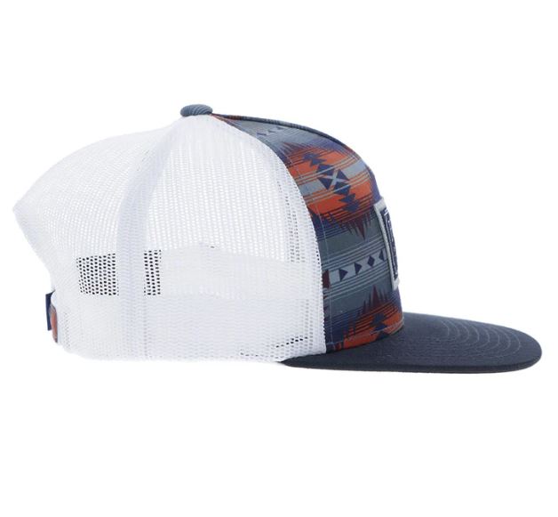 Hooey Navy/Grey/Orange Doc Hat With Rectangle Patch And Snapback 2502T-NVWH