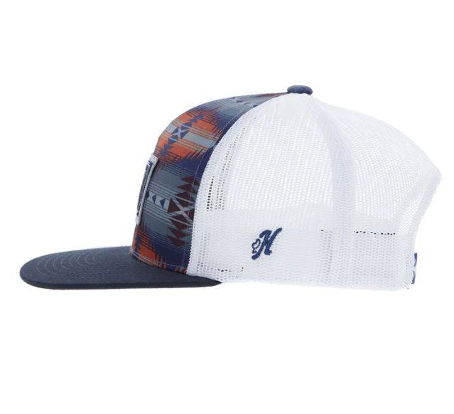 Hooey Navy/Grey/Orange Doc Hat With Rectangle Patch And Snapback 2502T-NVWH