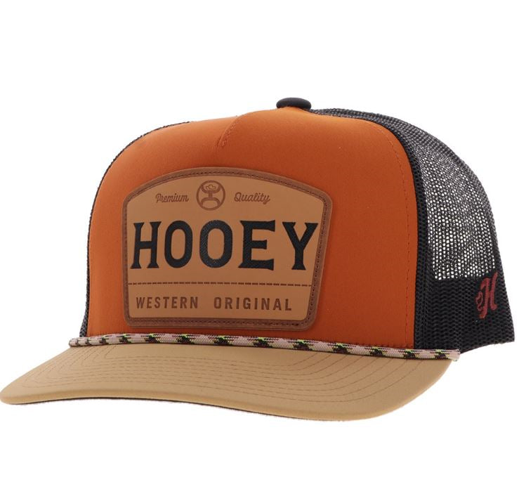 Hooey Orange/BlackTrip Cap with Leather Patch 2508T-ORBK