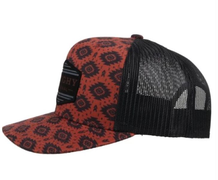 Hooey Rust And Black Tribe Roughy Printed Mens Cap With Patch 4040T-RUBK