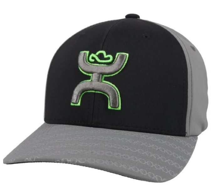 Hooey SOLO Lll Men's Size S/M Black/Grey Lime Logo Cap 2119BKGY