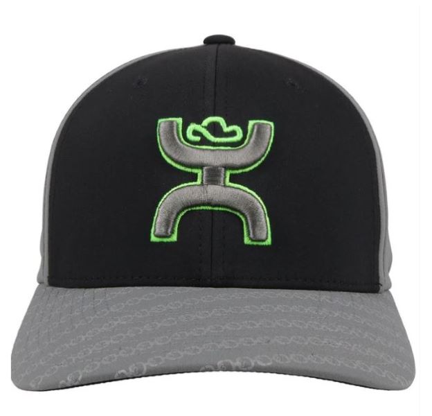 Hooey SOLO lll Men's Size S/M Black/Grey Lime Logo Cap 2119BKGY