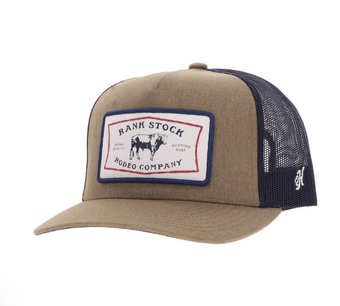 Hooey Tan/Navy Rank Stock Cap With White And Navy Rectangle Patch 2561T-TNNV