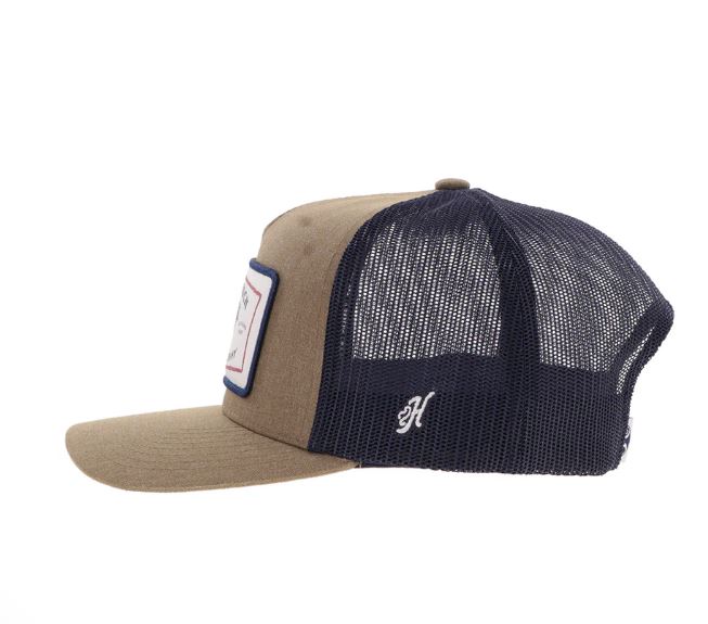 Hooey Tan/Navy Rank Stock Cap With White And Navy Rectangle Patch 2561T-TNNV