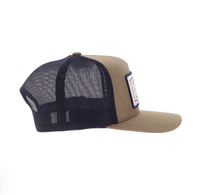 Hooey Tan/Navy Rank Stock Cap With White And Navy Rectangle Patch 2561T-TNNV