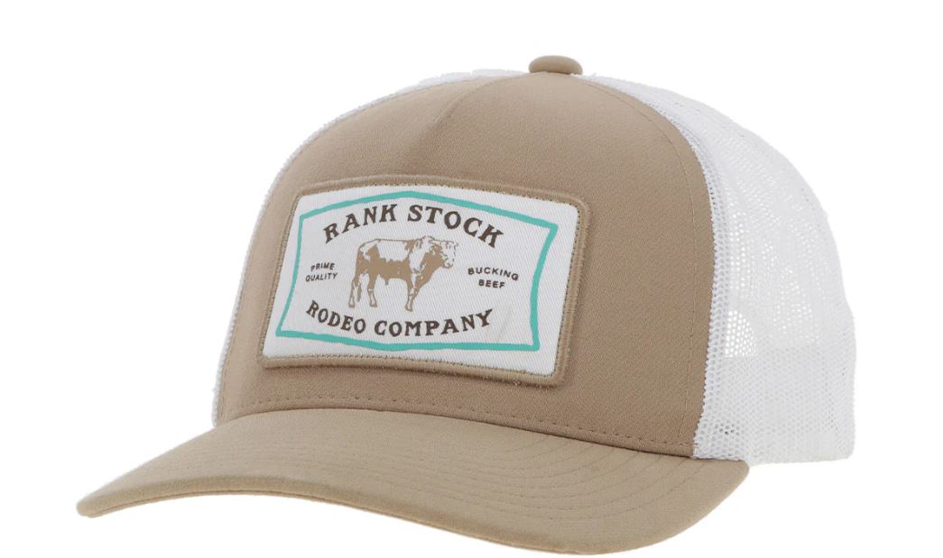 Hooey Tan/White Rank Stock Snapback Youth Cap with White/Turquoise Patch 2461T-TNWH-Y
