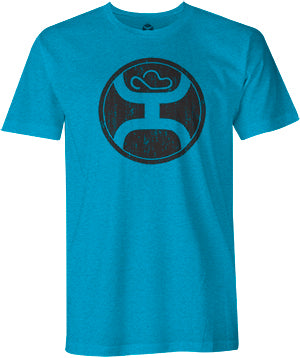 Hooey Turquoise Heather Crew Neck Mens Tee Shirt HT1242