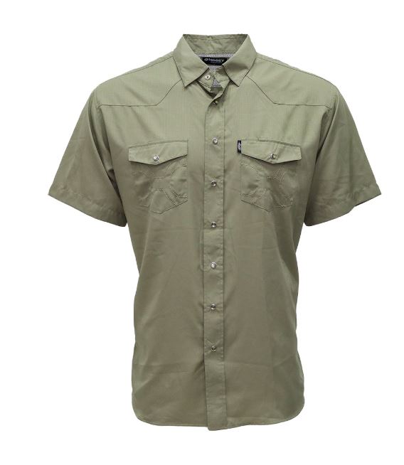 Hooey Vetiver Green 'SOL' Olive Green Men's Short Sleeve Shirt HT18600L