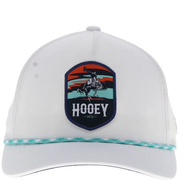 Hooey White Cheyenne Snapback Hat With Orange/Teal/Black Patch 2544T-WH