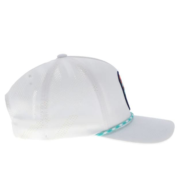 Hooey White Cheyenne Snapback Hat With Orange/Teal/Black Patch 2544T-WH