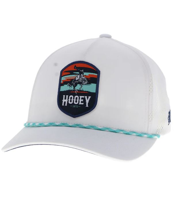 Hooey White Cheyenne Snapback Hat with Orange/Teal/Black Patch 2544T-WH