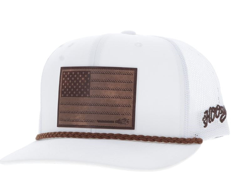 Hooey White Liberty Roper Cap with Leather Patch 2510T-WH