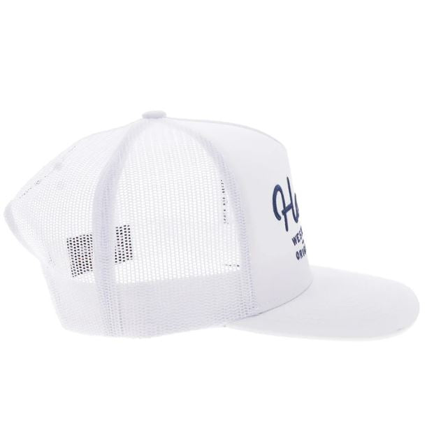 Hooey White OG Snapback Hat With White And Blue Stitching 2560T-WH