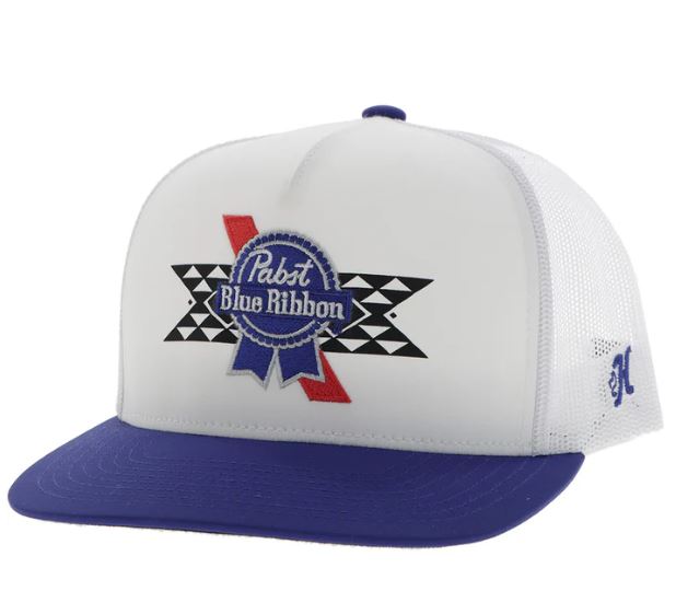 Hooey White 'Pabst Blue Ribbon' Snapback Hat with White Blue and Red Patch 2576T-WH