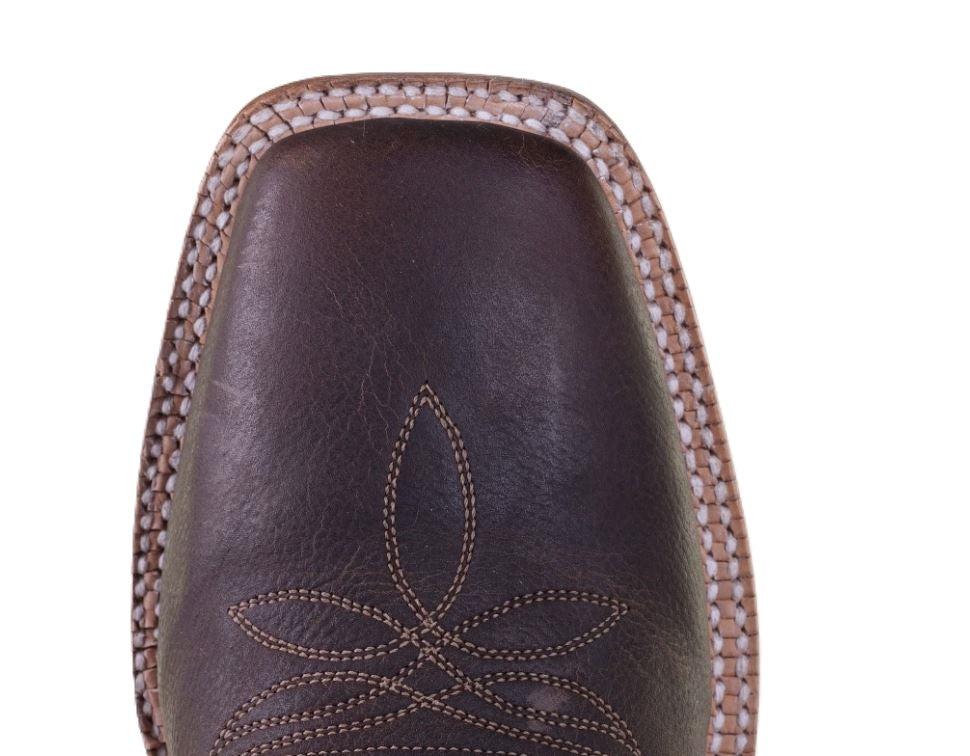 Hyer Brown Cowhide/Pink Goat Lola Women's Broad Square Toe Boots HW41020