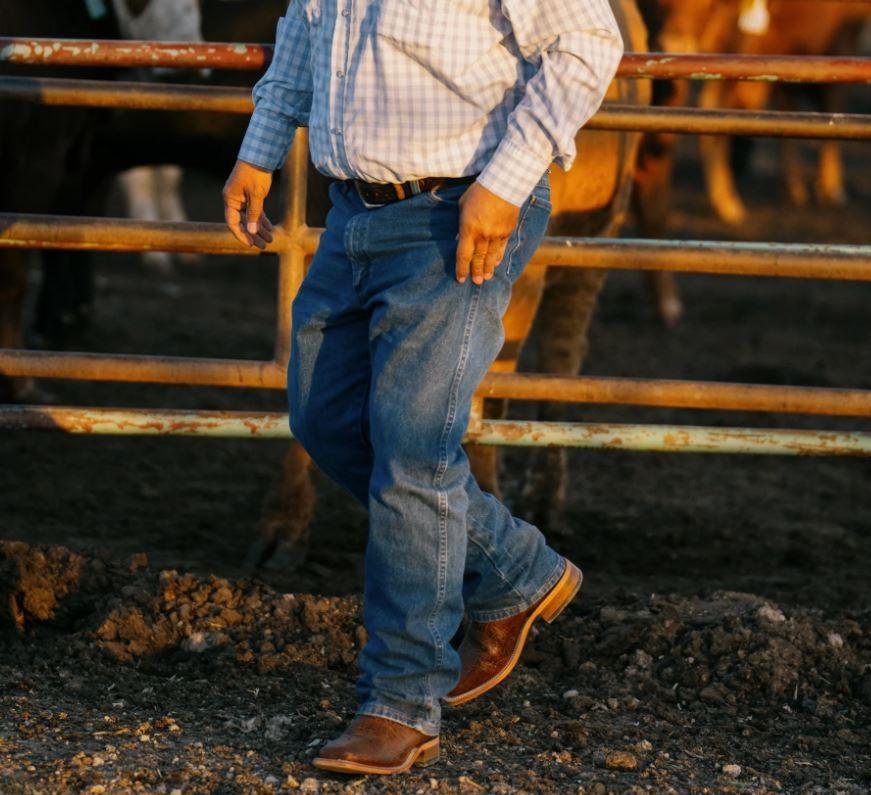 Hyer Brown/Grey Walton Men's Cowhide 13 Inch Broad Square Toe Boots HM11024