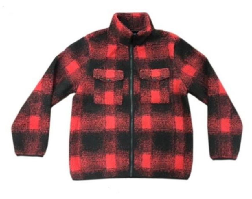 I5 Red Buffalo Plaid Mens Full Zip Sherpa Jacket 4924MX