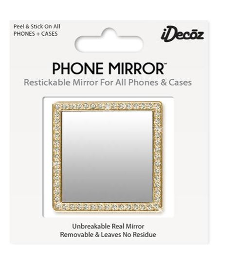 IDecoz Gold Square with Crystals Phone Mirror SQ724M