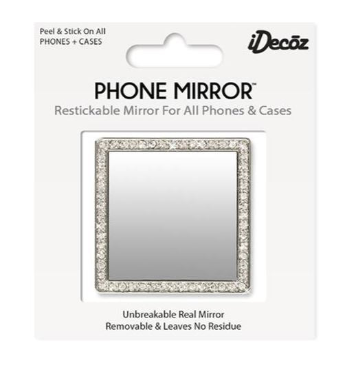IDecoz Silver Square With Crystals Phone Mirror SQ723M