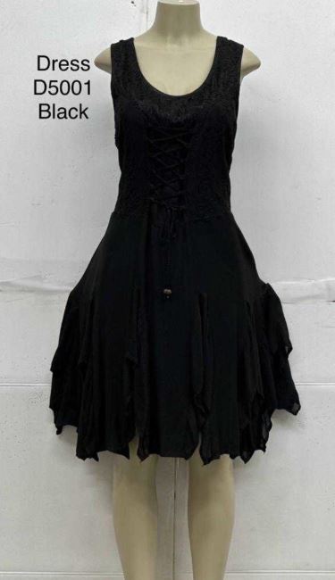 India Casual Designs Black Women's Handkerchief Women's Dress D-5001-BLACk