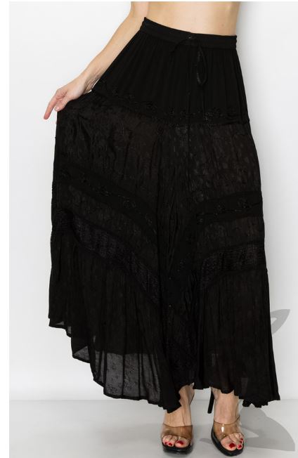 India Casual Designs Black Women's Long Skirt 31009-S-BLACK