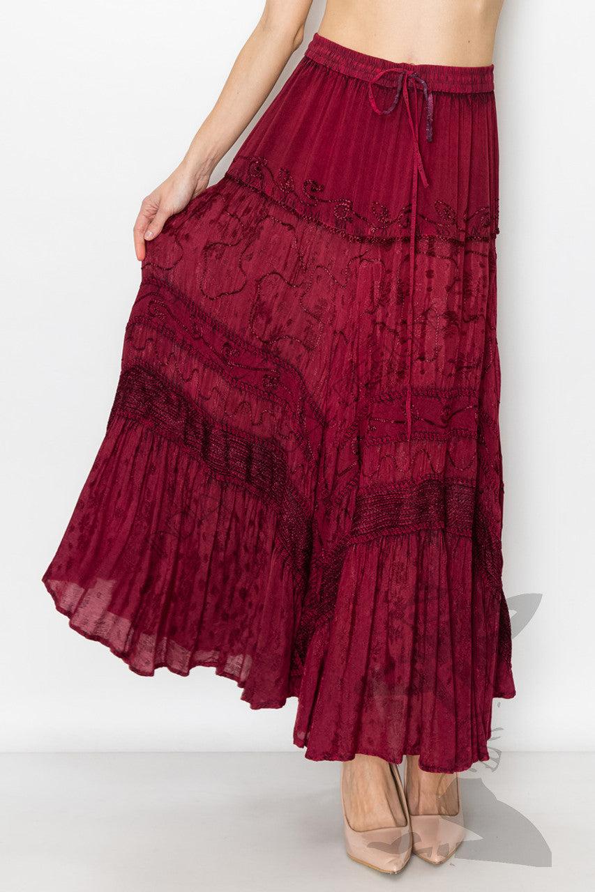 India Casual Designs Burgundy Long Skirt 31009-S-BURG