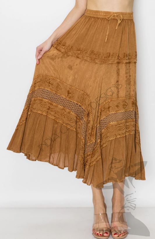 India Casual Designs Coffee Women's Long Skirt 31009-S-COFFEE