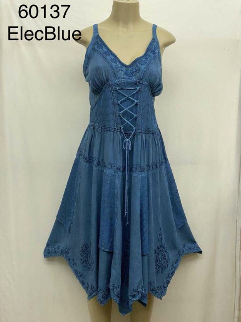 India Casual Designs Electric Blue Women's Spaghetti Strap Denim Dress 60137-ELECBLUE