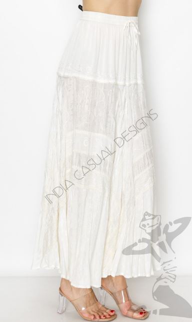 India Casual Designs Off White Women's Long Skirt 31009-S-OFFWHIT
