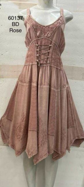 India Casual Designs Rose Spaghetti Strap Denim Dress 60137-ROSE