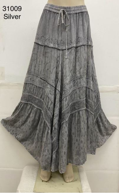 India Casual Designs Silver Women's Long Skirt 31009-S-SILVER