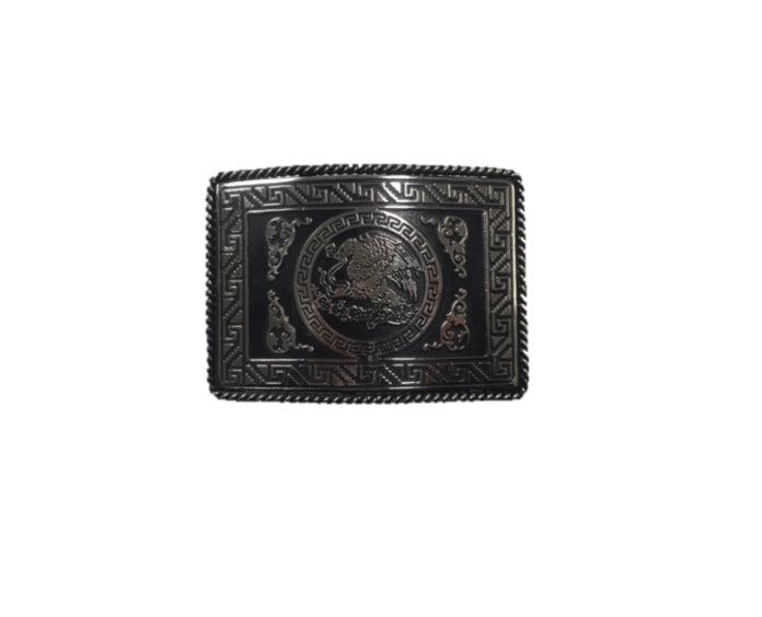 Iron Horse Black and Silver Rectangle Mexican Eagle Buckle 1151