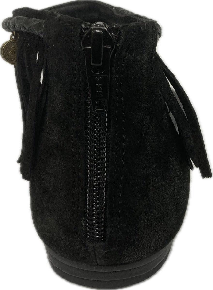 Isola By Sofft Black Suede With Suede Fringe Mardi Women's Thong Flat Sandals 6504021