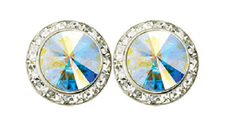 J-111EX 20mm Deluxe Rhinestone Earrings Framed with Stones