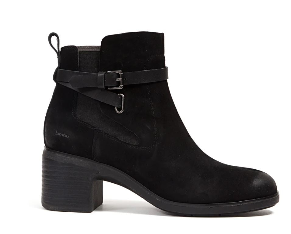 Jambu Black/Gunmetal ViVi Women's Kid Suede Chelsea Ankle Boots J4VIV01